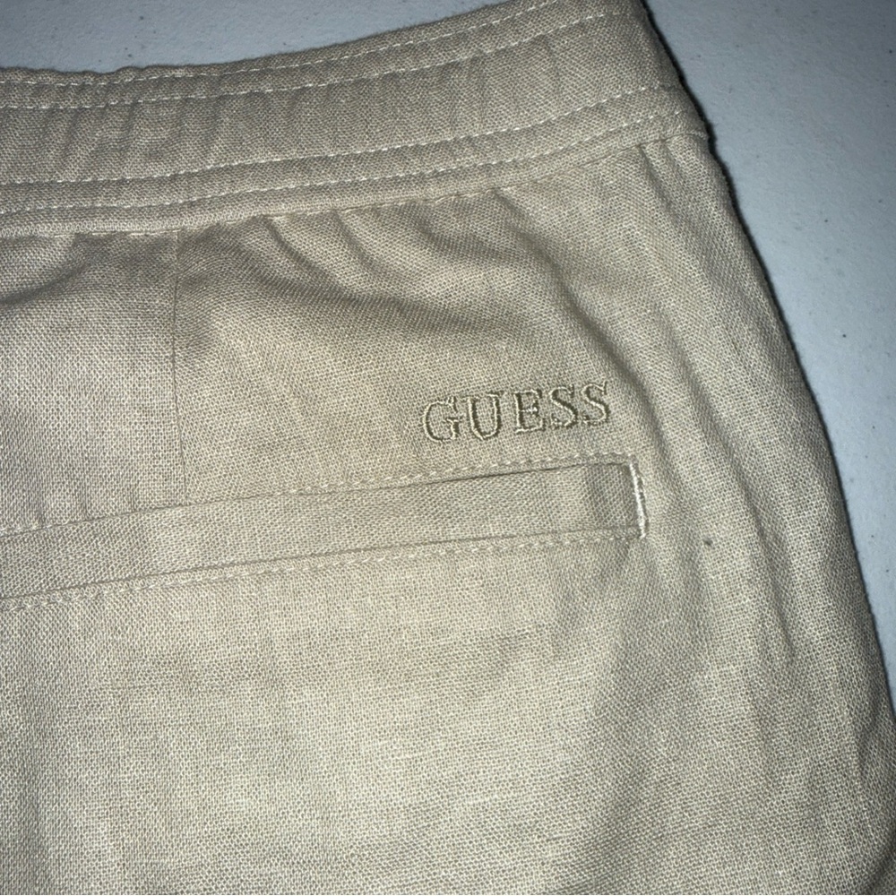 Guess Men's Linen Shorts khaki Size Xl Beige Drawstring New NWT Pockets - Picture 11 of 12